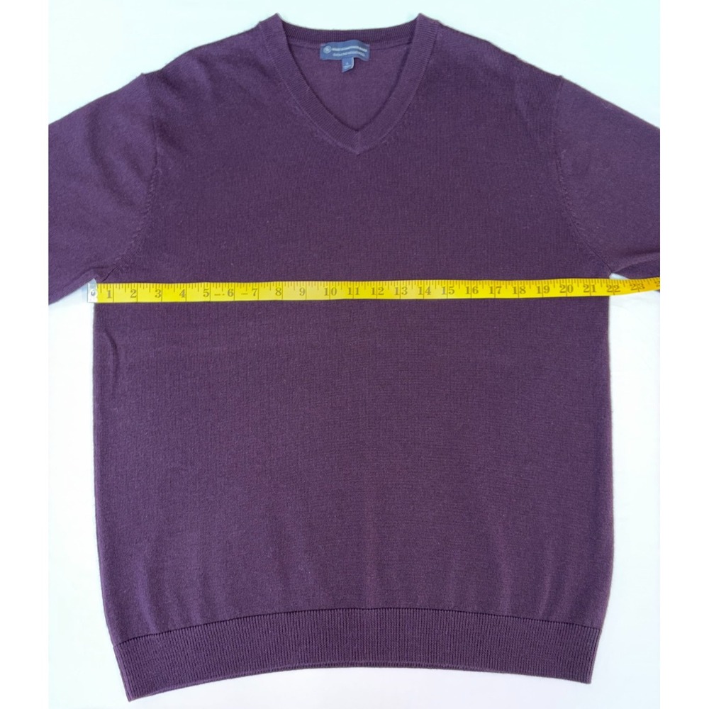 Hart Schaffner Marx Sweater Mens Large Purple Extra Fine Merino Wool V Neck - Picture 10 of 10
